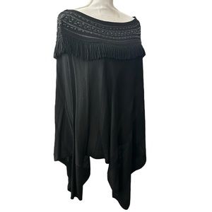 WHBM Beaded Tassel Poncho